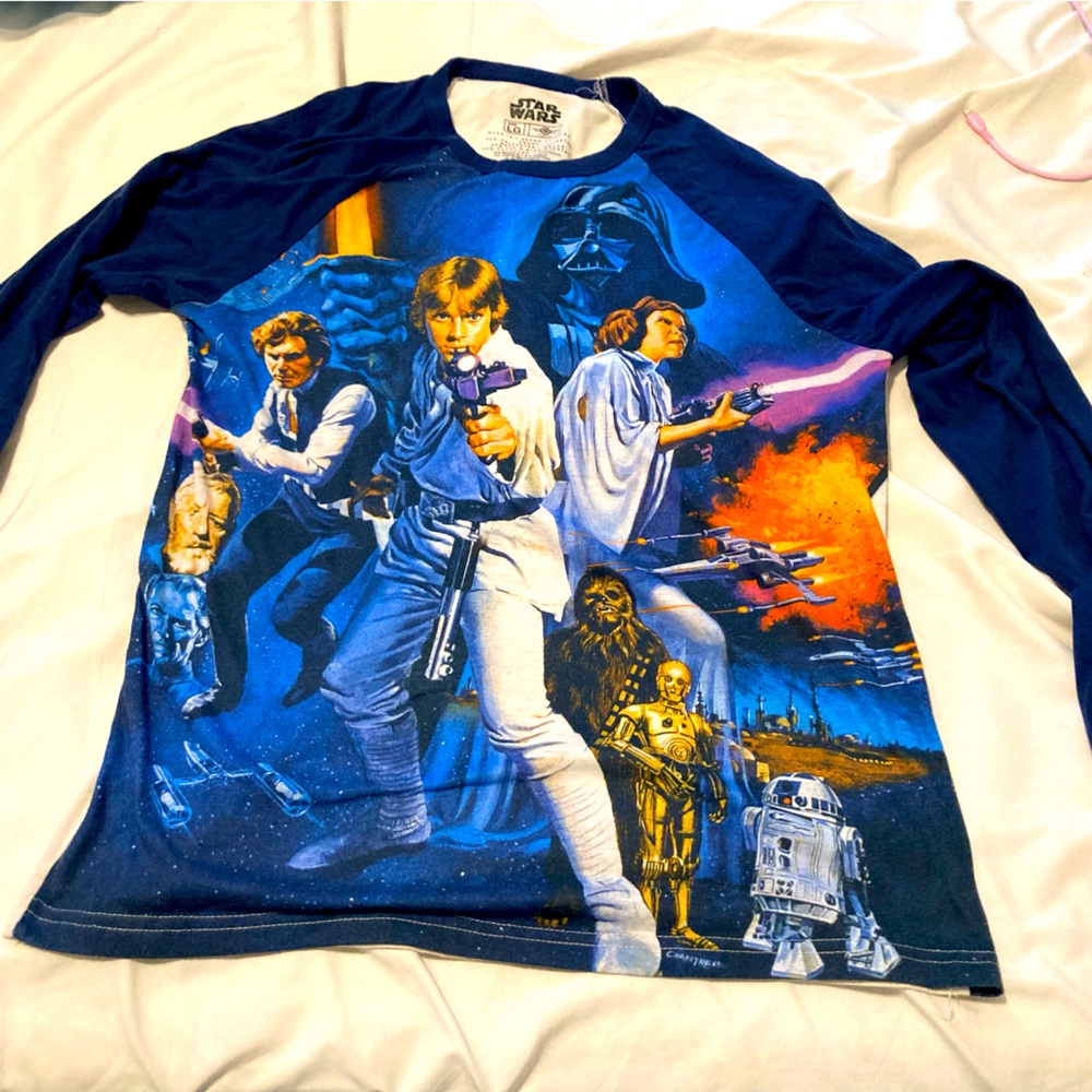 Star Wars Long Sleeve Mad Engine Shirt Men's Large Classic Blue Navy